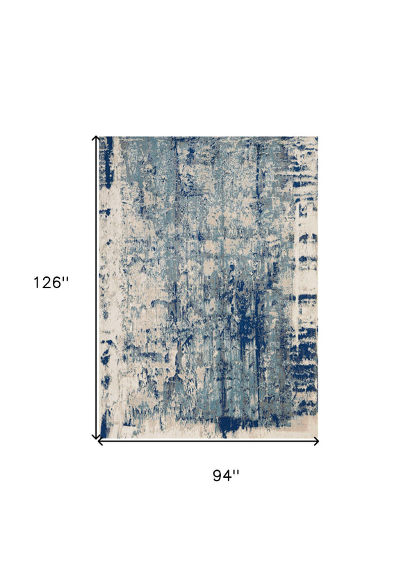 Homeroots 8' X 11' Ivory Blue And Slate Gray Abstract Non Skid Area Rug  Polyester 551361
