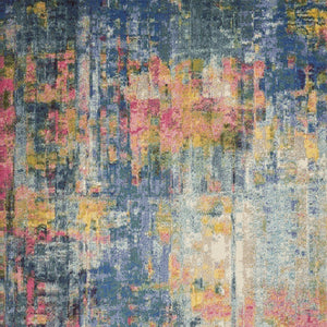 Homeroots 9' X 12' Blue And Yellow Abstract Power Loom Area Rug  Polypropylene 551362