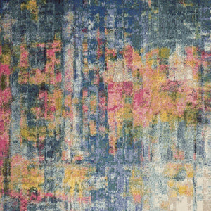 Homeroots 9' X 12' Blue And Yellow Abstract Power Loom Area Rug  Polypropylene 551362