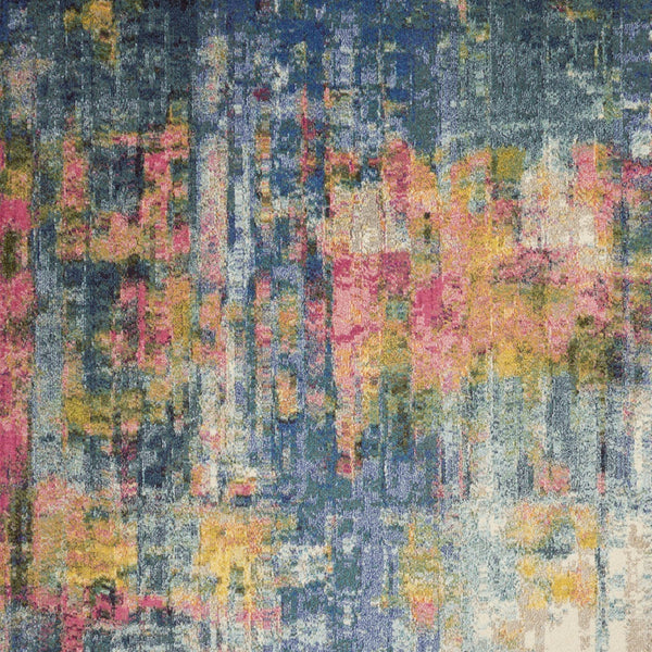 Homeroots 9' X 12' Blue And Yellow Abstract Power Loom Area Rug  Polypropylene 551362