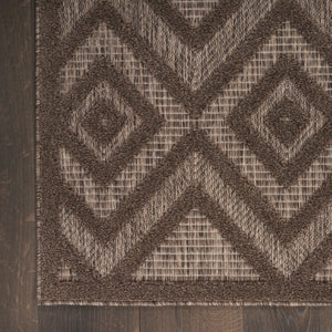 HomeRoots 9' Geometric Dark and Light Brown Indoor Outdoor Area Rug - Durable, Easy Care, Modern Style 551364