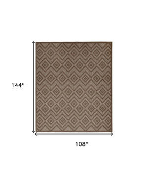 HomeRoots 9' Geometric Dark and Light Brown Indoor Outdoor Area Rug - Durable, Easy Care, Modern Style 551364
