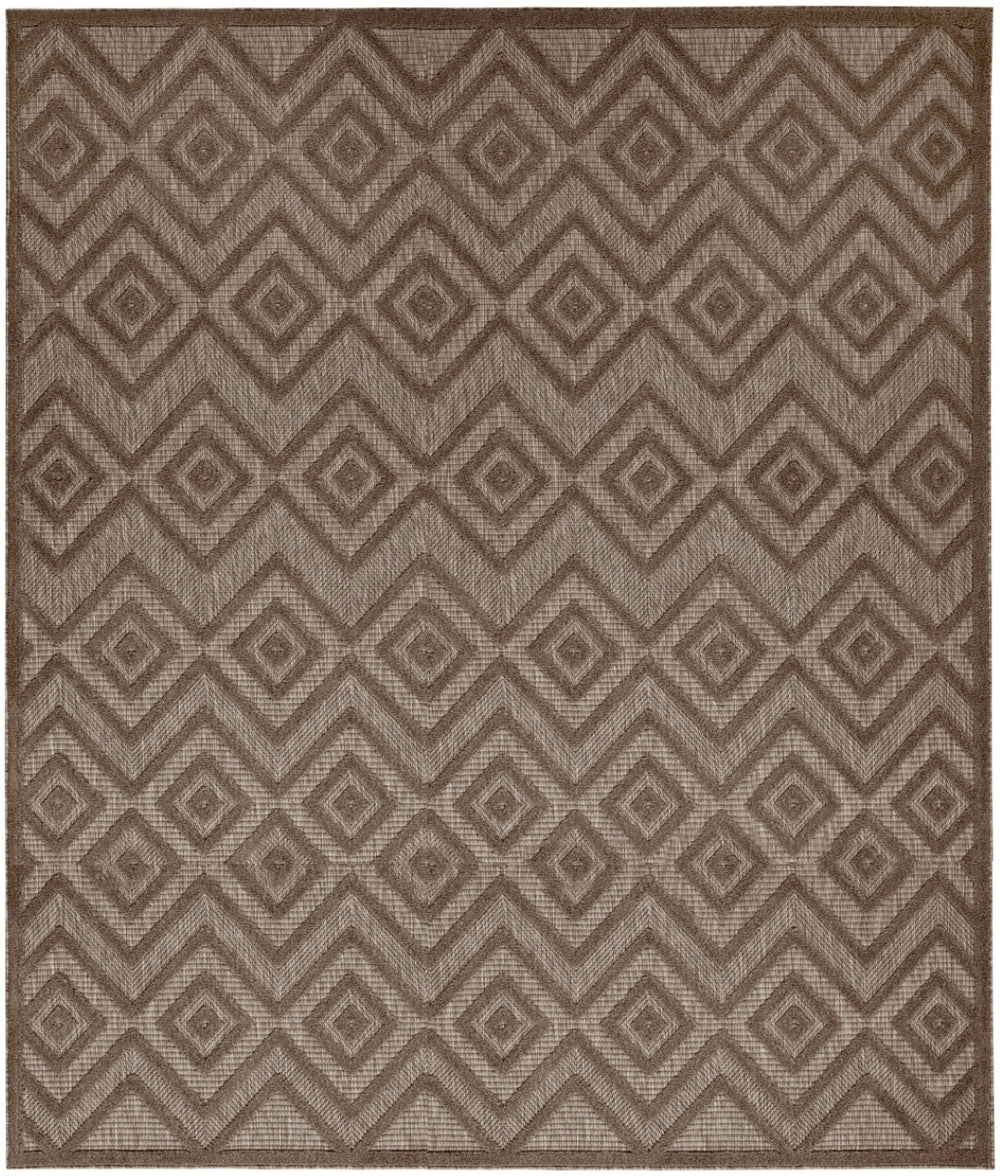 HomeRoots 9' Geometric Dark and Light Brown Indoor Outdoor Area Rug - Durable, Easy Care, Modern Style 551364