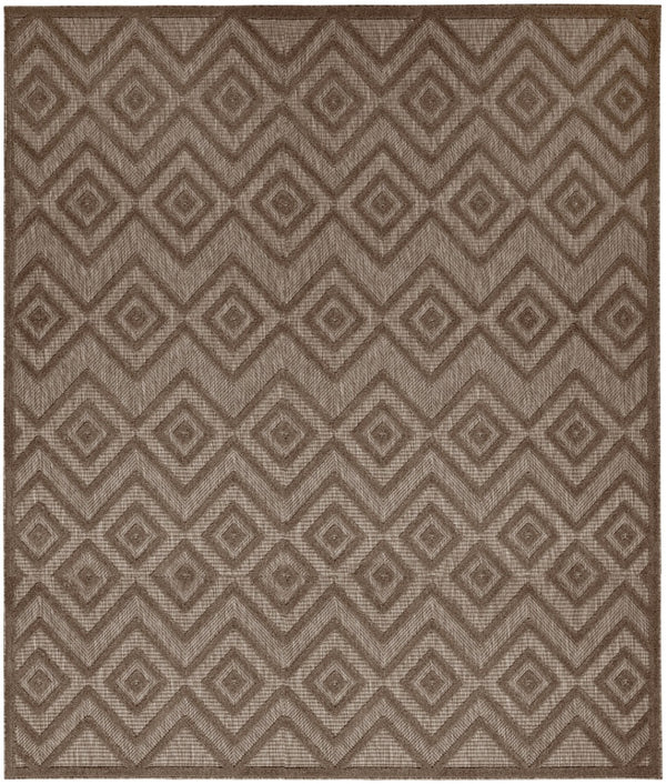 HomeRoots 9' Geometric Dark and Light Brown Indoor Outdoor Area Rug - Durable, Easy Care, Modern Style 551364