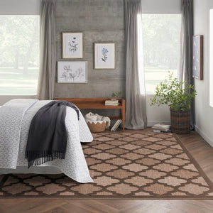 HomeRoots 9' X 12' Trellis Area Rug – Stylish Dark & Light Brown Indoor/Outdoor Design, Durable & Easy Care 551365