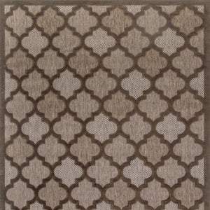 HomeRoots 9' X 12' Trellis Area Rug – Stylish Dark & Light Brown Indoor/Outdoor Design, Durable & Easy Care 551365