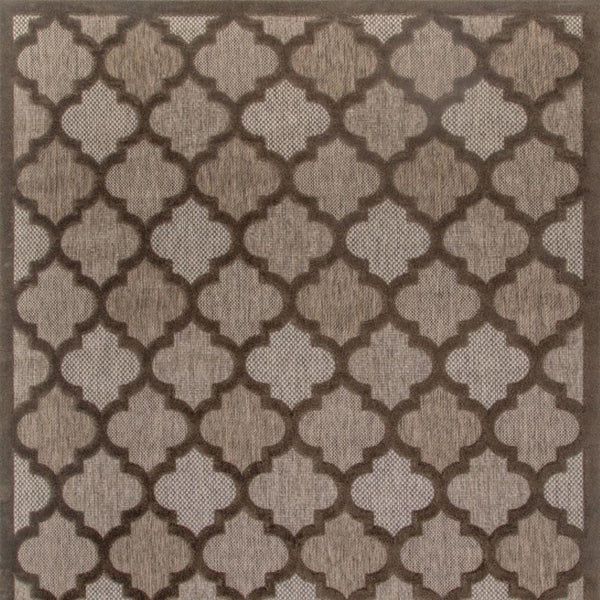 HomeRoots 9' X 12' Trellis Area Rug – Stylish Dark & Light Brown Indoor/Outdoor Design, Durable & Easy Care 551365