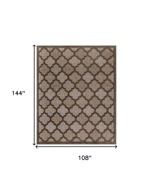 HomeRoots 9' X 12' Trellis Area Rug – Stylish Dark & Light Brown Indoor/Outdoor Design, Durable & Easy Care 551365