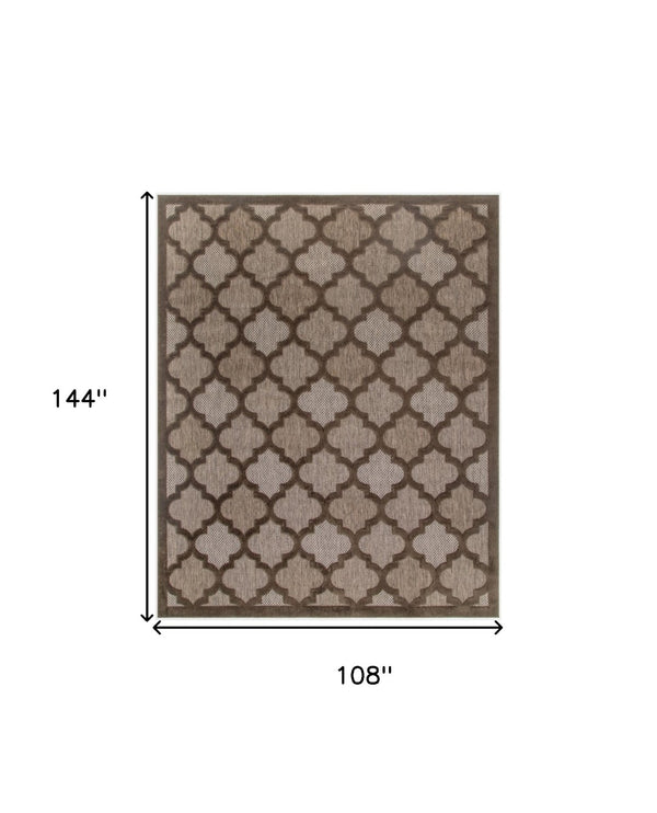 HomeRoots 9' X 12' Trellis Area Rug – Stylish Dark & Light Brown Indoor/Outdoor Design, Durable & Easy Care 551365