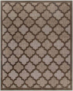 HomeRoots 9' X 12' Trellis Area Rug – Stylish Dark & Light Brown Indoor/Outdoor Design, Durable & Easy Care 551365