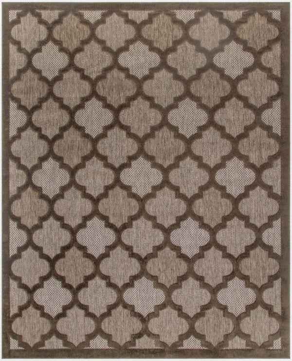 HomeRoots 9' X 12' Trellis Area Rug – Stylish Dark & Light Brown Indoor/Outdoor Design, Durable & Easy Care 551365