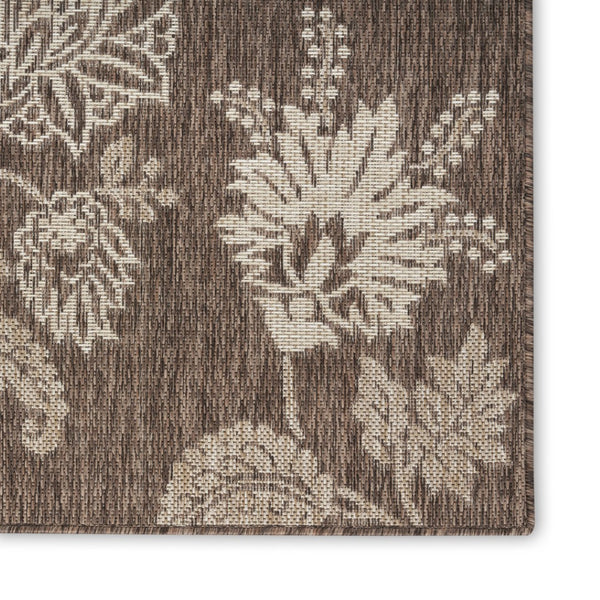 HomeRoots 9' X 12' Brown and Ivory Floral Area Rug - Durable, Versatile Design for Indoor and Outdoor Spaces 551366