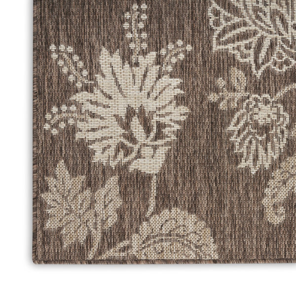 HomeRoots 9' X 12' Brown and Ivory Floral Area Rug - Durable, Versatile Design for Indoor and Outdoor Spaces 551366