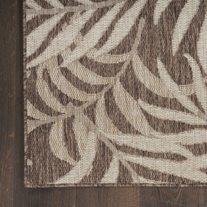 HomeRoots 9' Indoor Outdoor Brown and Ivory Palm Leaf Area Rug - Tropical Elegance for Any Space, Durable Design 551367