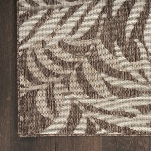 HomeRoots 9' Indoor Outdoor Brown and Ivory Palm Leaf Area Rug - Tropical Elegance for Any Space, Durable Design 551367