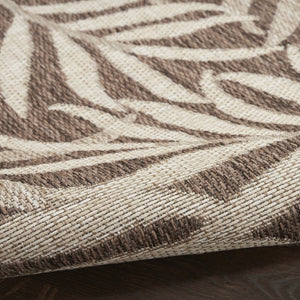 HomeRoots 9' Indoor Outdoor Brown and Ivory Palm Leaf Area Rug - Tropical Elegance for Any Space, Durable Design 551367