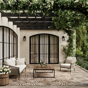 HomeRoots 9' Indoor Outdoor Brown and Ivory Palm Leaf Area Rug - Tropical Elegance for Any Space, Durable Design 551367