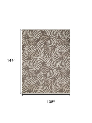 HomeRoots 9' Indoor Outdoor Brown and Ivory Palm Leaf Area Rug - Tropical Elegance for Any Space, Durable Design 551367