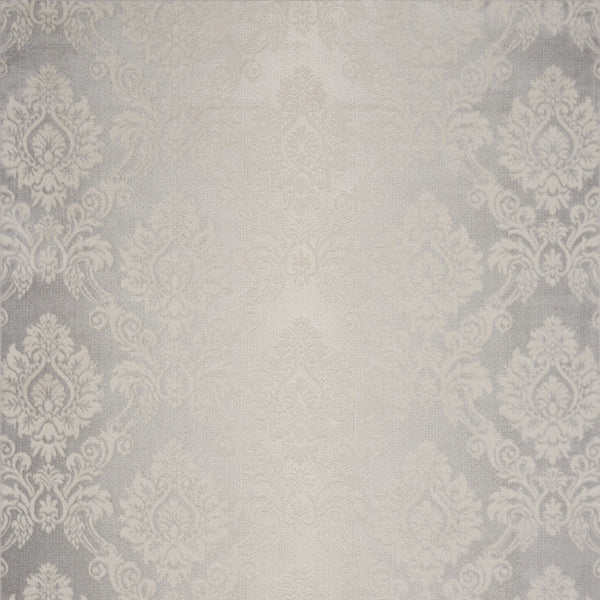 Homeroots 9' X 12' Gray And Ivory Damask Distressed Non Skid Area Rug  Polypropylene,Polyester 551369