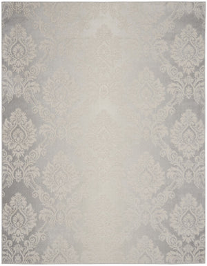 HomeRoots 8' Elegant Ivory and Gray Damask Area Rug – Distressed Non-Skid Design for Timeless Living Spaces 9' X 12' 551369