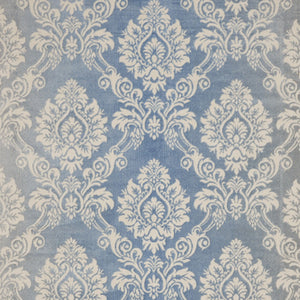 Homeroots 9' X 12' Blue And Ivory Damask Distressed Non Skid Area Rug  Polypropylene,Polyester 551370