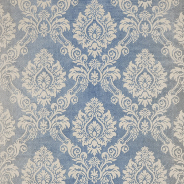 Homeroots 9' X 12' Blue And Ivory Damask Distressed Non Skid Area Rug  Polypropylene,Polyester 551370