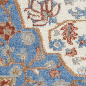 HomeRoots 8' Ivory and Blue Floral Area Rug - Durable, Non-Skid, Transitional Design for Timeless Elegance 9' X 12' 551372