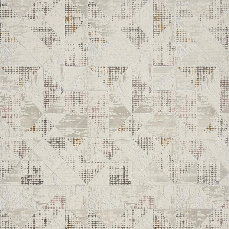 Cream Geometric Polyester Area Rug Power Loomed for Living Room Dining or Bedroom Spaces