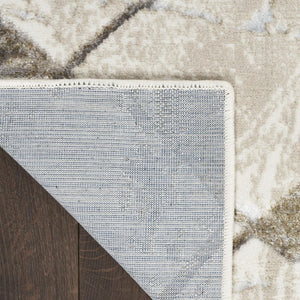 9x12 Cream Geometric Area Rug Power Loomed Polyester for Living Room or Dining
