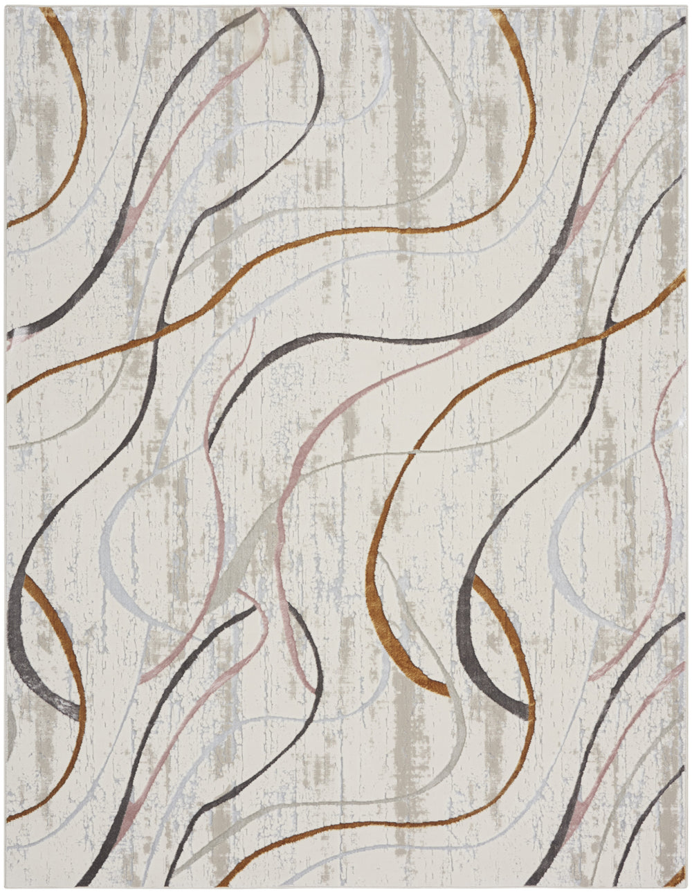 Homeroots 9' X 12' Ivory Black And Brown Abstract Non Skid Area Rug  Polyester 551377
