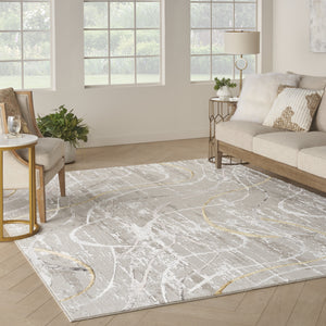 Homeroots 9' X 12' Ivory Black And Brown Abstract Non Skid Area Rug  Polyester 551377