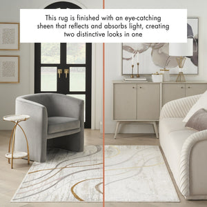 HomeRoots 5' Modern Abstract Area Rug in Ivory, Black, and Brown - Non-Skid, Durable, Easy Care for Any Room 9' X 12' 551377
