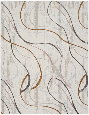 Homeroots 9' X 12' Ivory Black And Brown Abstract Non Skid Area Rug  Polyester 551377