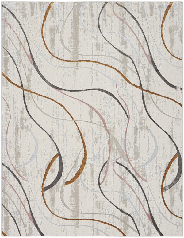 Homeroots 9' X 12' Ivory Black And Brown Abstract Non Skid Area Rug  Polyester 551377