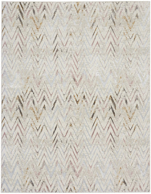Homeroots 9' X 12' Ivory Black And Gray Chevron Distressed Non Skid Area Rug  Polyester 551379