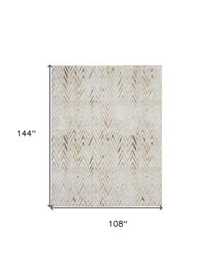 Homeroots 9' X 12' Ivory Black And Gray Chevron Distressed Non Skid Area Rug  Polyester 551379