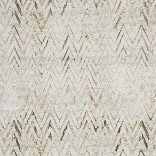 HomeRoots 5' Distressed Chevron Area Rug in Beige, Blue, and Ivory - Soft, Durable, Non-Skid Design for Modern Homes 9' X 12' 551379