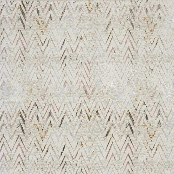 HomeRoots 5' Distressed Chevron Area Rug in Beige, Blue, and Ivory - Soft, Durable, Non-Skid Design for Modern Homes 9' X 12' 551379