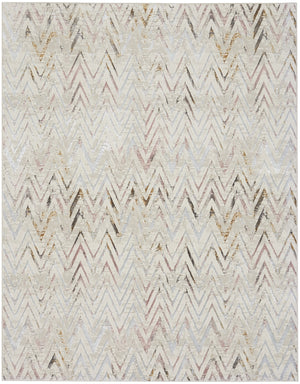 Homeroots 9' X 12' Ivory Black And Gray Chevron Distressed Non Skid Area Rug  Polyester 551379