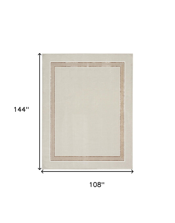 Homeroots 9' X 12' Gray Ivory And Cream Geometric Non Skid Area Rug  Polyester 551380