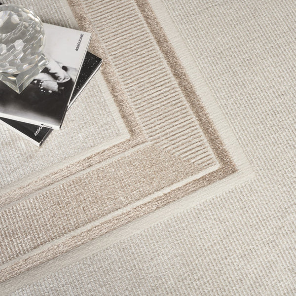 HomeRoots 5' Modern Geometric Ivory and Brown Area Rug with Non-Skid Backing for Stylish, Easy Living Spaces 9' X 12' 551380
