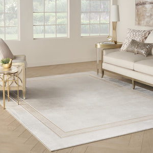 Homeroots 9' X 12' Gray Ivory And Cream Geometric Non Skid Area Rug  Polyester 551380