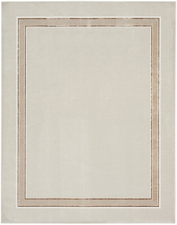 HomeRoots 5' Modern Geometric Ivory and Brown Area Rug with Non-Skid Backing for Stylish, Easy Living Spaces 9' X 12' 551380