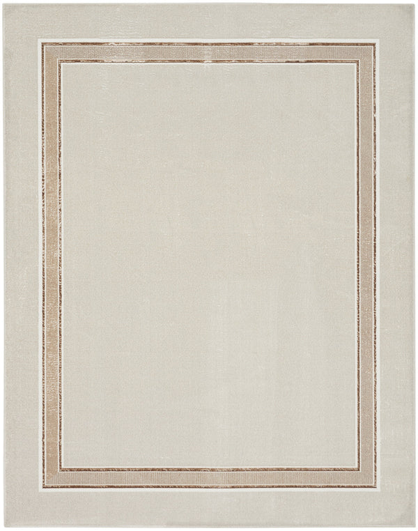 Homeroots 9' X 12' Gray Ivory And Cream Geometric Non Skid Area Rug  Polyester 551380