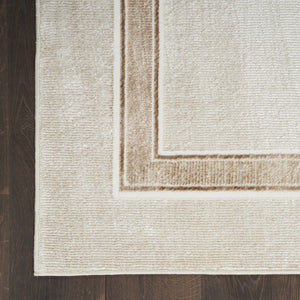 HomeRoots 5' Modern Geometric Ivory and Brown Area Rug with Non-Skid Backing for Stylish, Easy Living Spaces 9' X 12' 551380