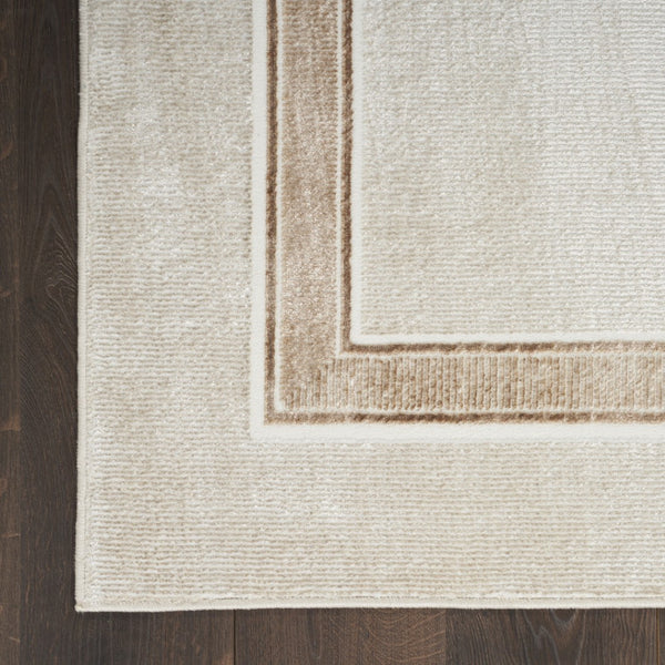HomeRoots 5' Modern Geometric Ivory and Brown Area Rug with Non-Skid Backing for Stylish, Easy Living Spaces 9' X 12' 551380