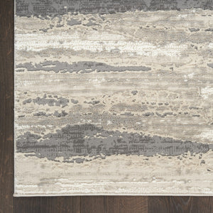 HomeRoots 5' Abstract Ivory Beige and Gray Non-Skid Area Rug - Durable, Stain-Resistant, Modern Style for Any Room 9' X 12' 551381