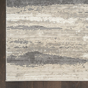 Homeroots 9' X 12' Beige Ivory And Gray Abstract Non Skid Area Rug  Polyester 551381