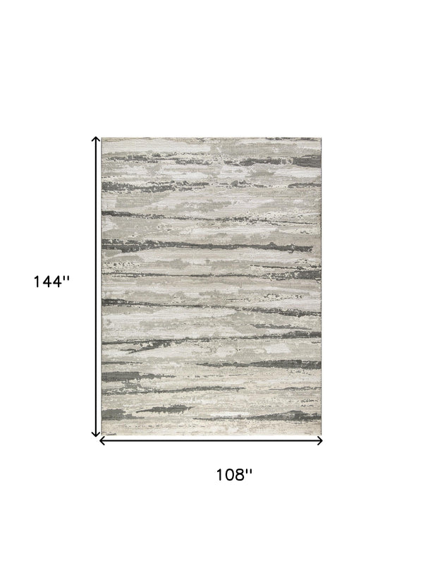 Homeroots 9' X 12' Beige Ivory And Gray Abstract Non Skid Area Rug  Polyester 551381