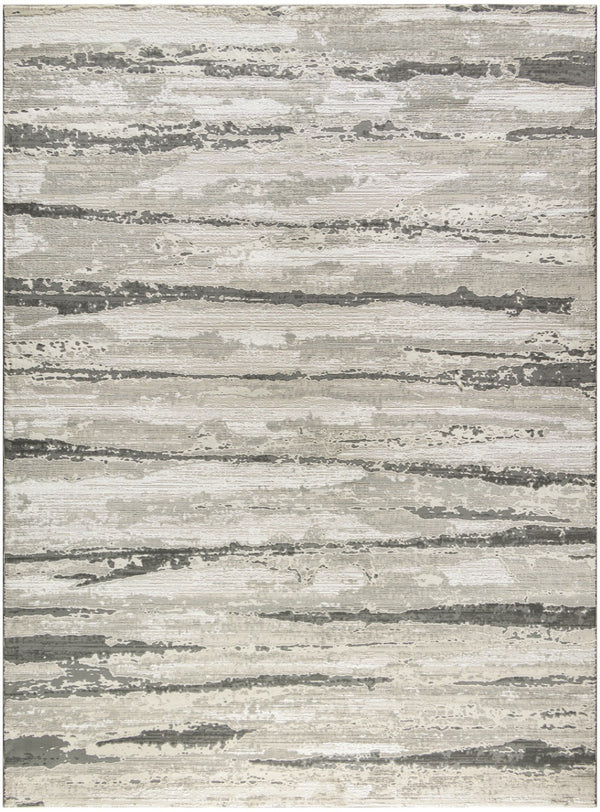 HomeRoots 5' Abstract Ivory Beige and Gray Non-Skid Area Rug - Durable, Stain-Resistant, Modern Style for Any Room 9' X 12' 551381
